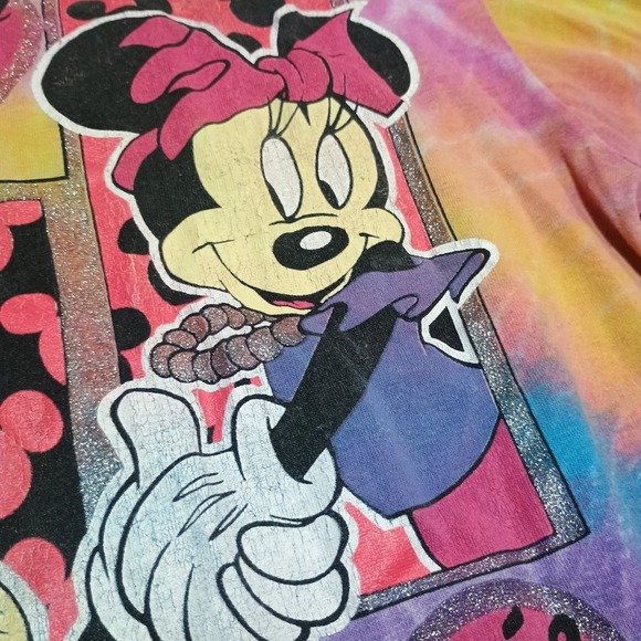 Vintage Tie Dye Minnie Mickey Disney T-shirt Medium 90s - Picture 3 of 8